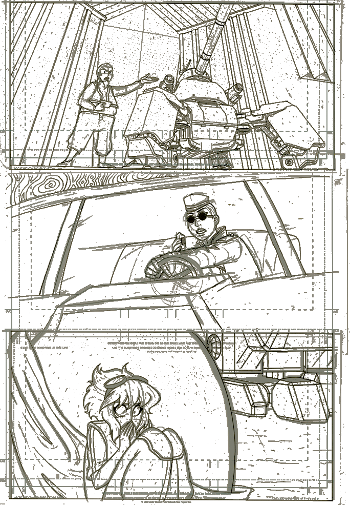 Assorted panels from the comic